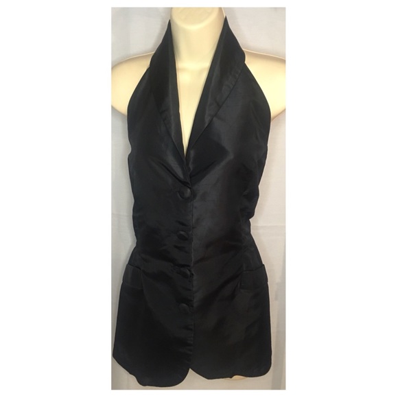 Brilliant vintage black halter blazer vest top. Very classy style - Picture 8 of 8